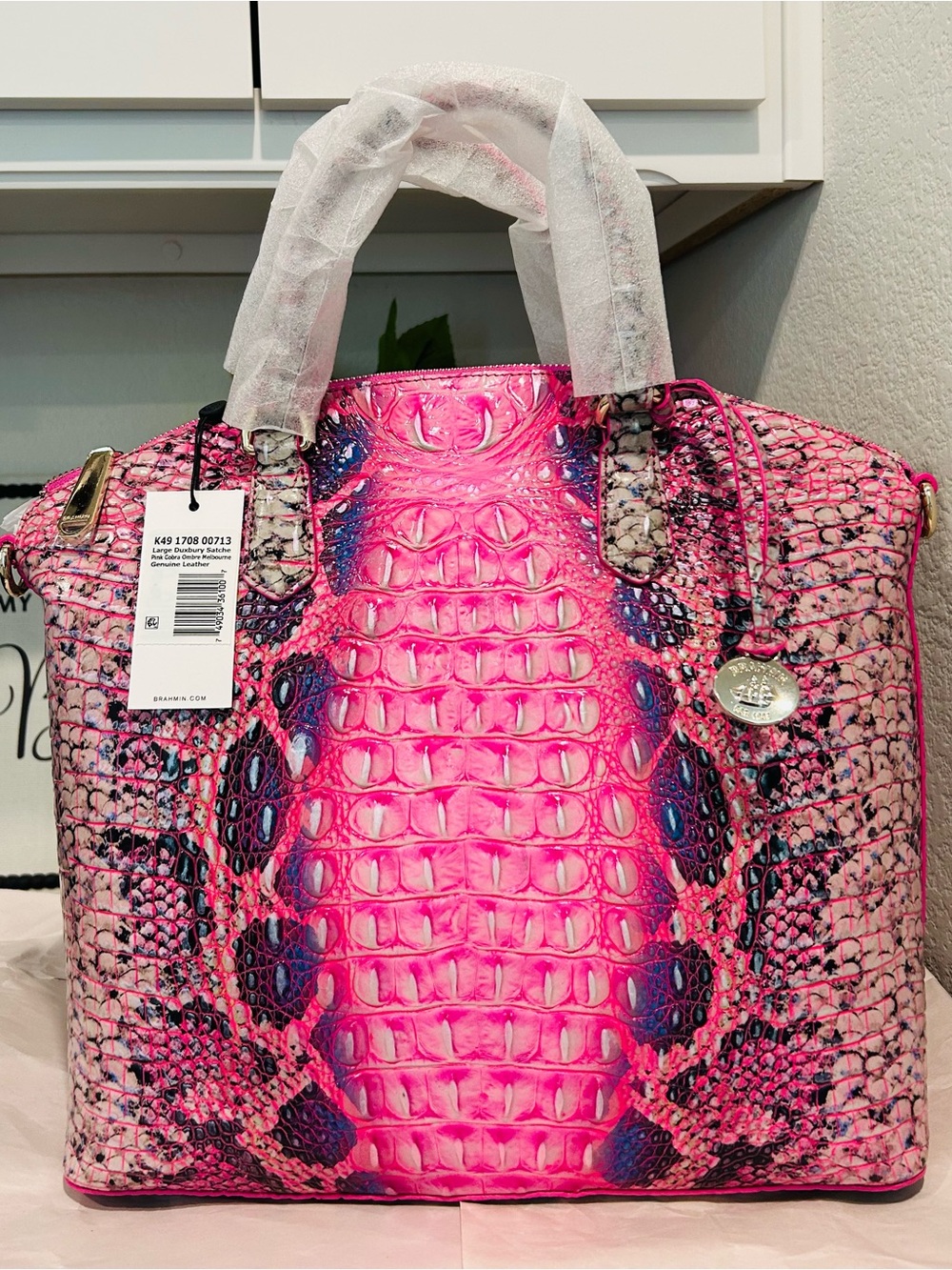 Brahmin Pink Cobra Large DUXBURY